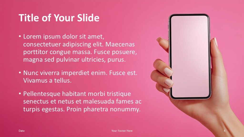 Mobile Gradient Presentation Slide for PowerPoint and Google Slides Flexible title and content slide from the Mobile Gradient Template for PowerPoint and Google Slides with colorful gradient overlays.