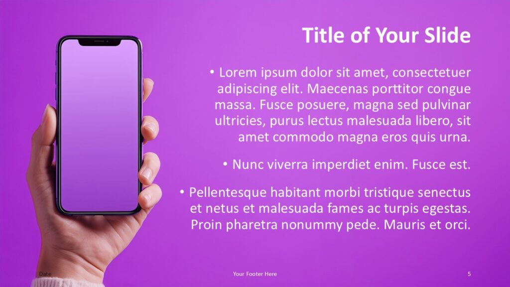Mobile Gradient Section Divider for PowerPoint and Google Slides Section divider slide from the Mobile Gradient Template for PowerPoint and Google Slides used to introduce new presentation sections.