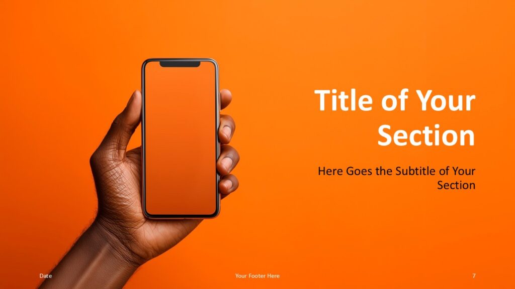 Mobile Gradient Divider Slide for PowerPoint and Google Slides Second section divider from the Mobile Gradient Template for PowerPoint and Google Slides with bold typography and gradient styling.