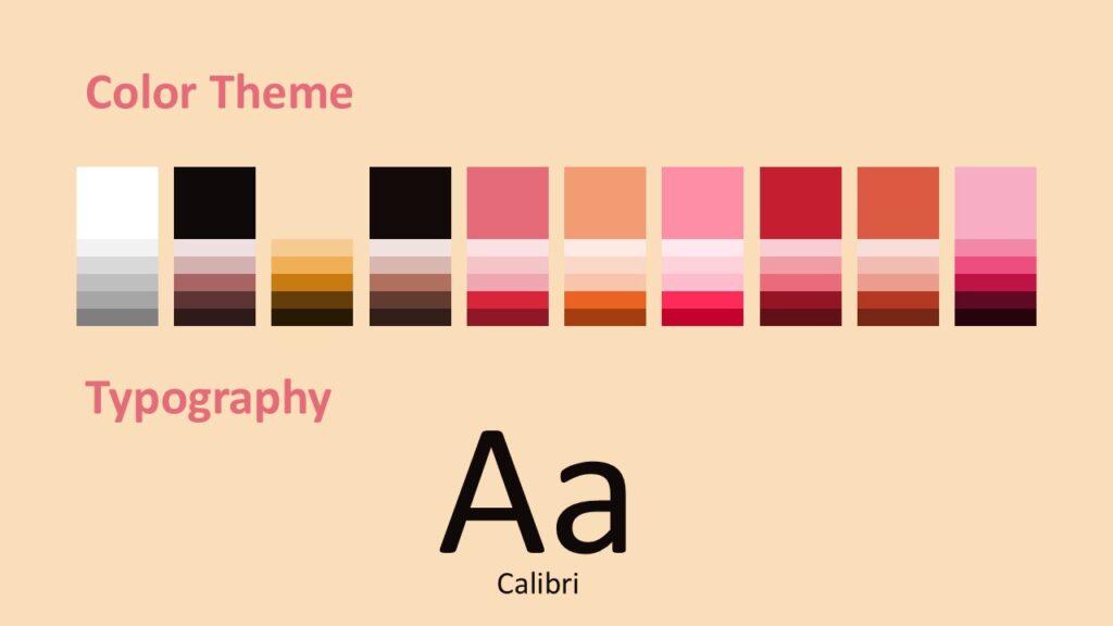 Pop Art Love Colors Fonts PowerPoint Google Slides Pop Art Love color palette and typography slide for PowerPoint and Google Slides showing coordinated hues and clean sans serif fonts.