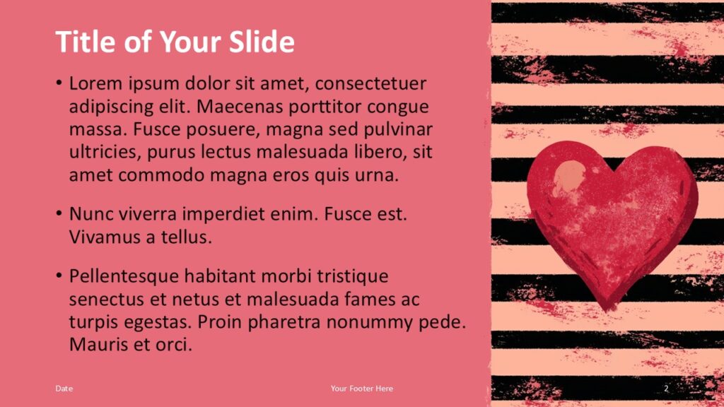 Pop Art Love Content Slide PowerPoint Google Slides Pop Art Love content slide for PowerPoint and Google Slides with stylish layout, bold patterns, and editable text areas.