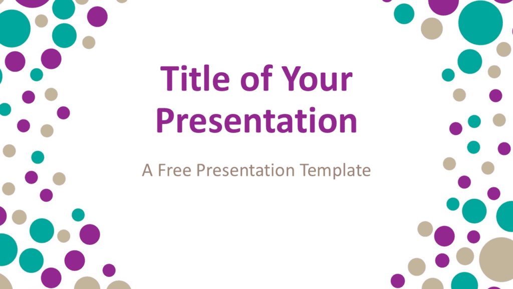 Sparkling turquoise bubbles presentation template for PowerPoint with colorful circular frame and clean white layout for titles