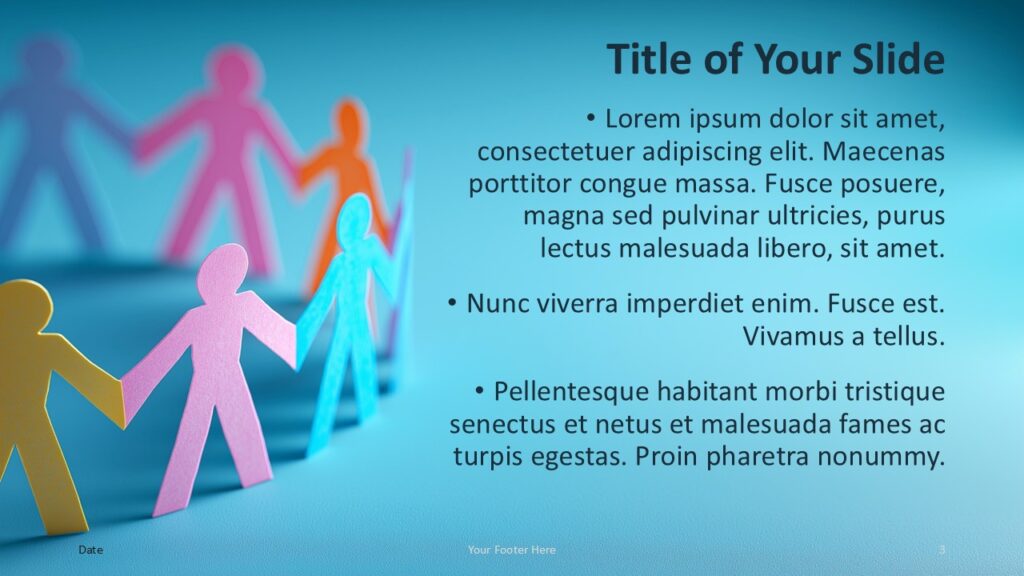 Unity Circle PowerPoint Google Slides Layout Unity Circle PowerPoint and Google Slides template alternative content slide with mirrored layout and teamwork imagery.