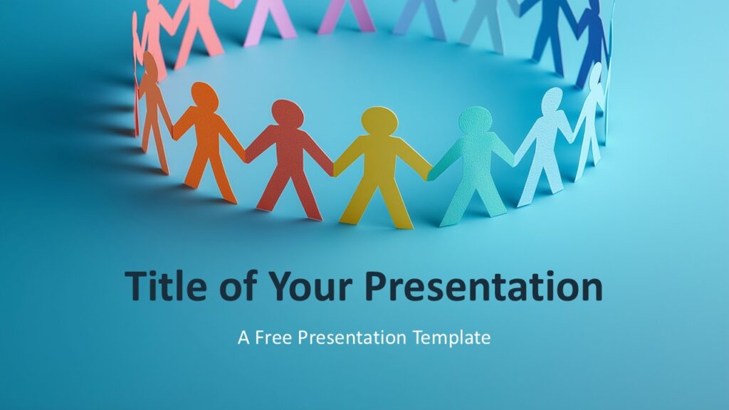Unity Circle PowerPoint Google Slides Cover Slide Unity Circle cover slide for PowerPoint and Google Slides featuring colorful human figures symbolizing teamwork and unity.
