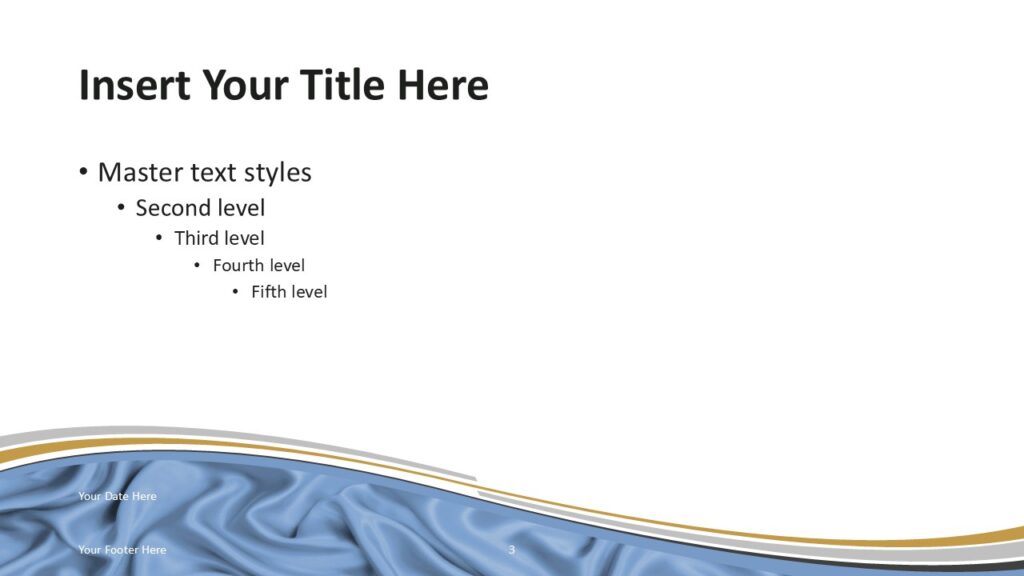 Argentina Flag PowerPoint Template Blue Wave Slide Argentina flag PowerPoint template slide with blue wave background and curved ribbon accents reflecting Argentinian flag theme.