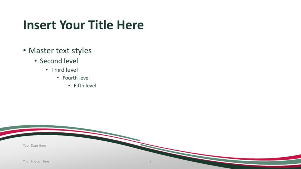 Bangladesh Flag Slide Template for PowerPoint PowerPoint slide template with Bangladesh flag colors and flowing wave pattern suitable for professional presentations.