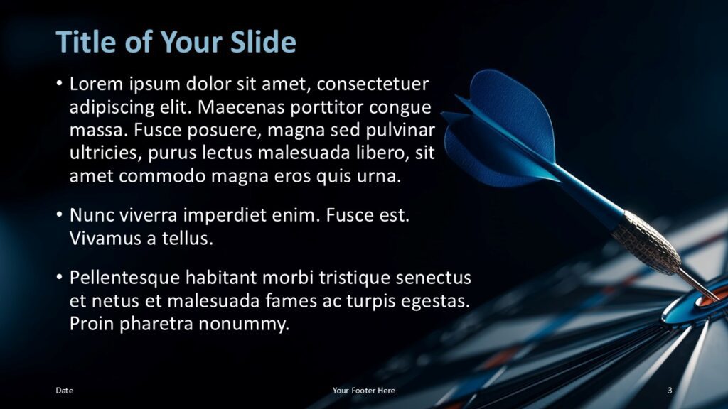Bullseye Strategy PowerPoint Google Slides Content Layout Bullseye Strategy slide for PowerPoint and Google Slides with text left and image right layout designed for strategy and presentation clarity.