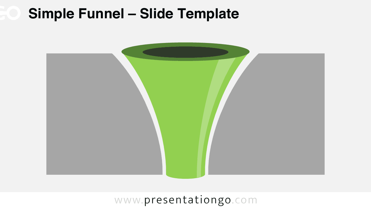 Editable curved funnel diagram for PowerPoint showing a smooth cone-shaped funnel ideal for sales conversion stages, process flow, or marketing funnels.