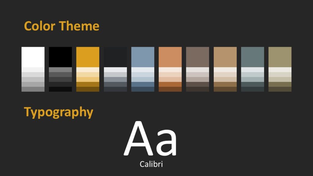 Golden Edge PowerPoint Google Slides Colors and Fonts Golden Edge color palette and typography slide for PowerPoint and Google Slides showing gold tones and clean font styles for consistency