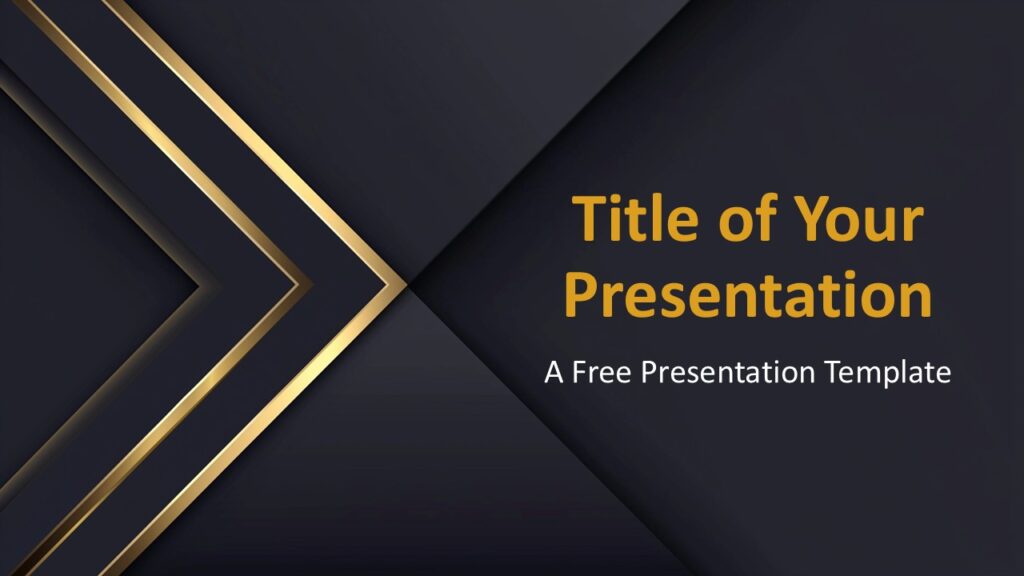 Golden Edge PowerPoint Google Slides Cover Slide Golden Edge cover slide design for PowerPoint and Google Slides with dark geometric background and gold accents for professional presentations