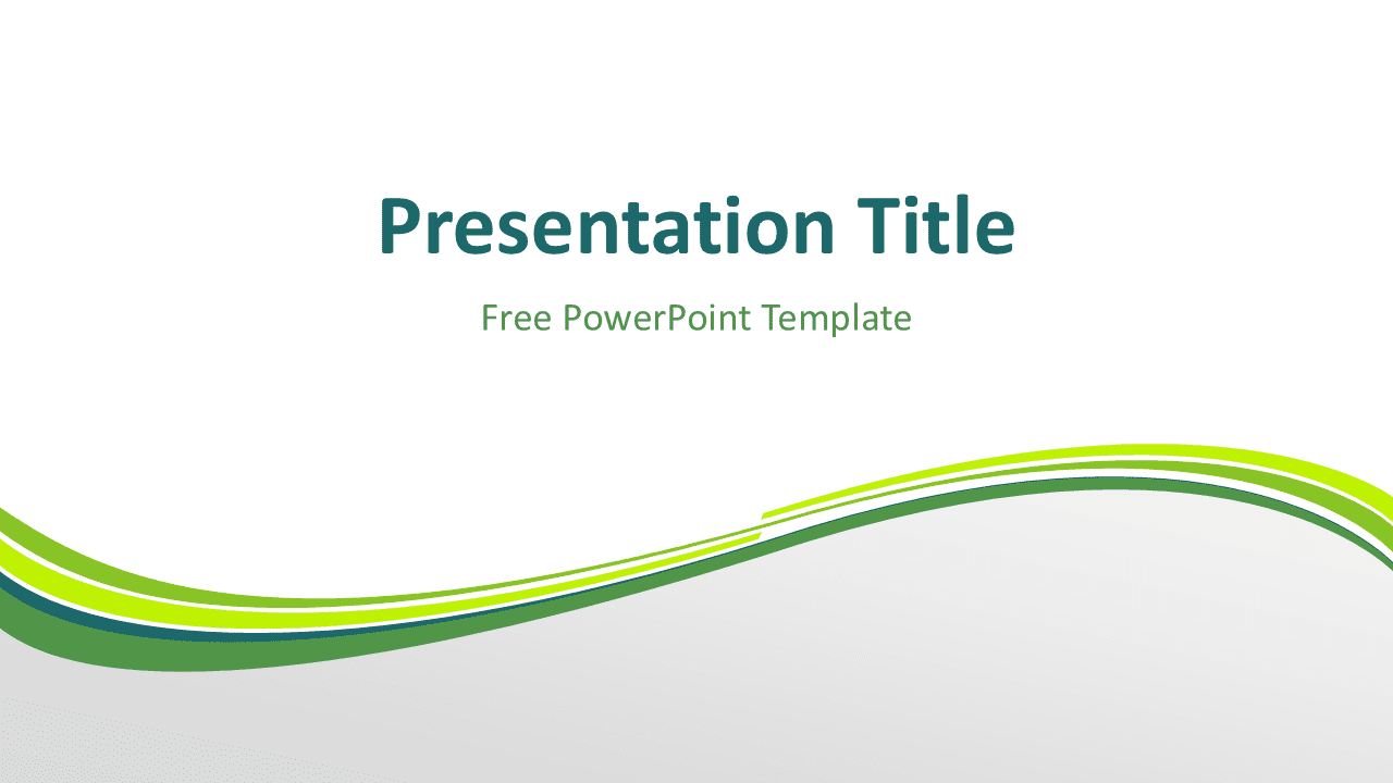 Abstract green wave PowerPoint template with layered curved stripes creating a clean modern presentation background design.