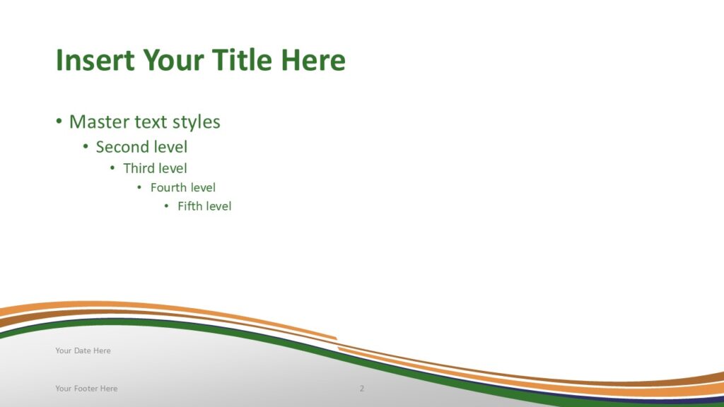 India themed presentation slide template with tricolor wave design and text layout for professional PowerPoint presentations.