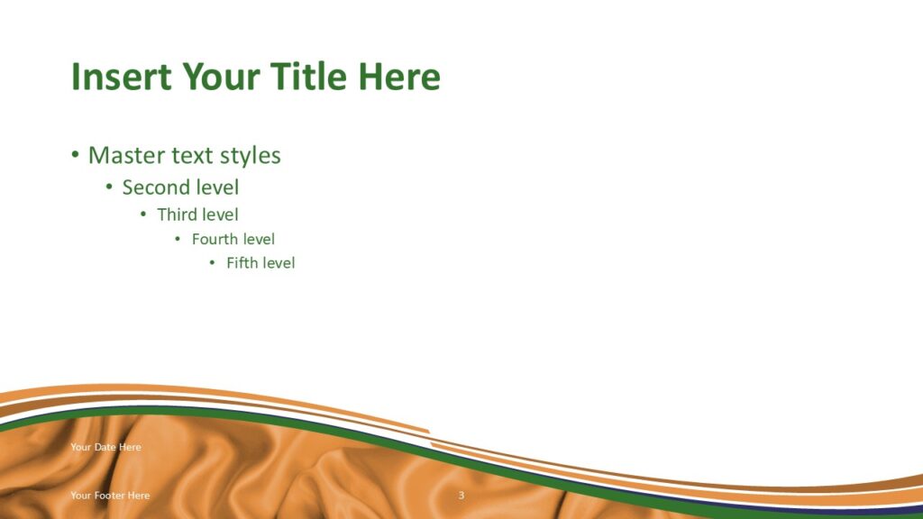 India flag themed slide design with flowing tricolor waves and Ashoka Chakra motif for PowerPoint presentations.