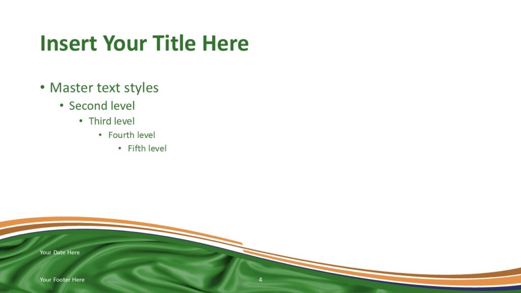 PowerPoint slide template with Indian tricolor wave design inspired by the national flag, ideal for themed presentations.