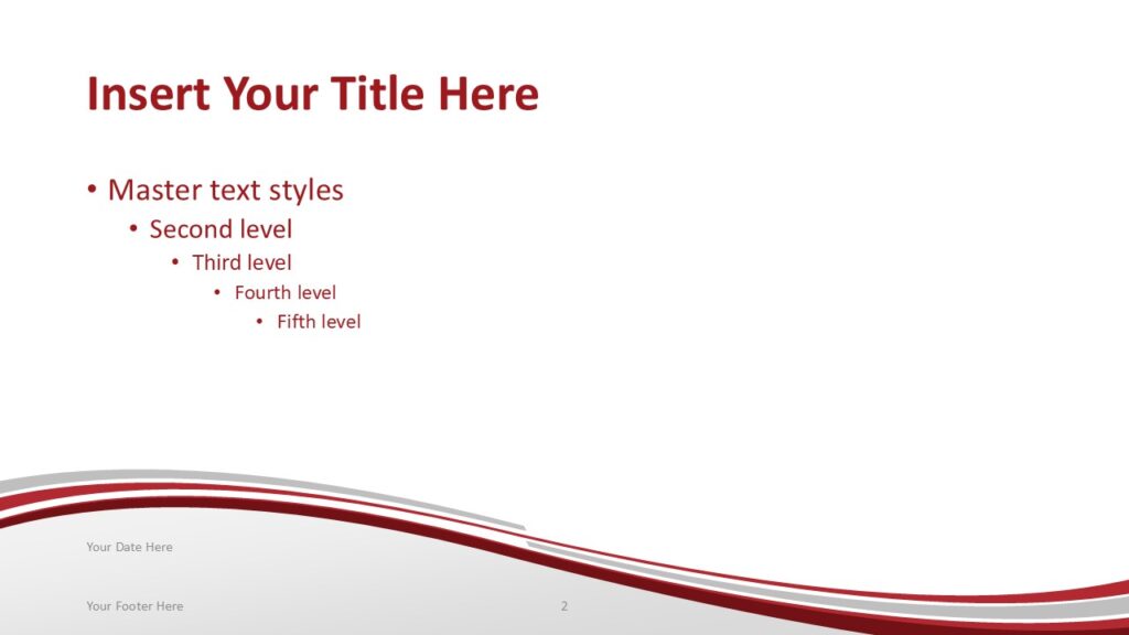 Japan Flag Presentation Slide Template for PowerPoint Japan themed presentation slide template with red and white wave design inspired by the Japanese flag for PowerPoint slides.