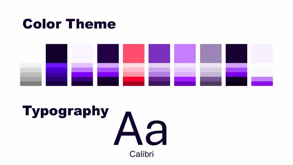 Neon Orbit Colors and Fonts for PowerPoint and Google Slides Neon Orbit color palette and typography slide for PowerPoint and Google Slides template showcasing brand colors and Calibri font.