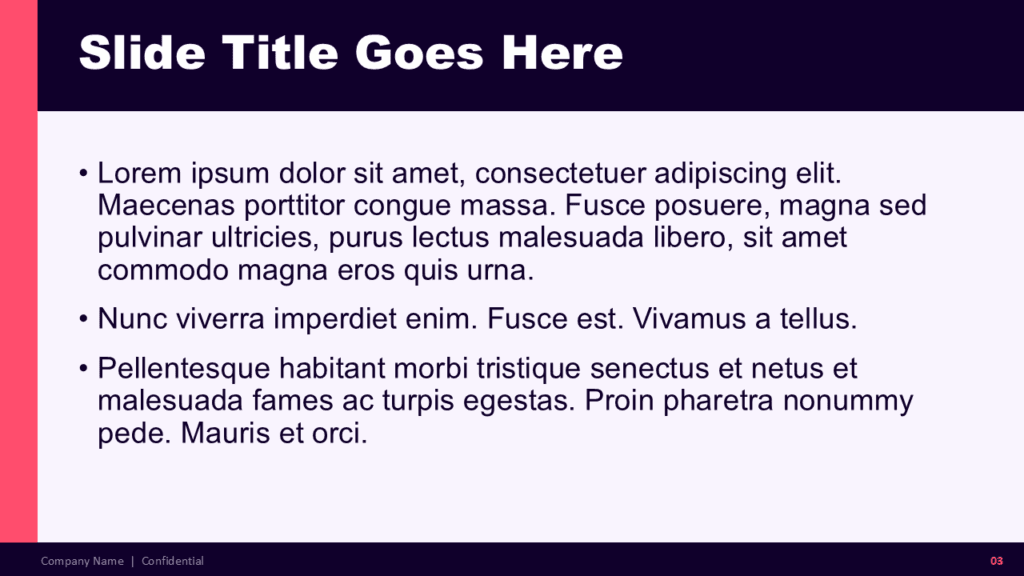 Neon Orbit Content Slide for PowerPoint and Google Slides Neon Orbit content layout for PowerPoint and Google Slides template with structured bullet points and high contrast design.
