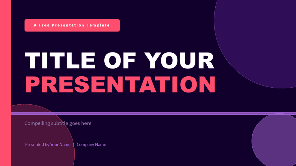 Neon Orbit Cover Slide for PowerPoint and Google Slides Neon Orbit cover slide for PowerPoint and Google Slides template with bold headline layout and vibrant circular accent shapes.