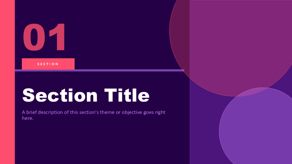 Neon Orbit Section Divider for PowerPoint and Google Slides Neon Orbit section divider slide for PowerPoint and Google Slides template with large numeric indicator and geometric layout.