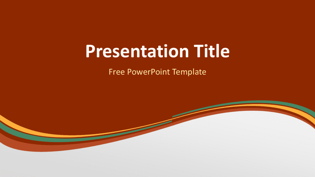 Orange Green Wave Dark Slide Template for PowerPoint Modern PowerPoint slide template with orange and green curved wave lines on dark background for presentations.