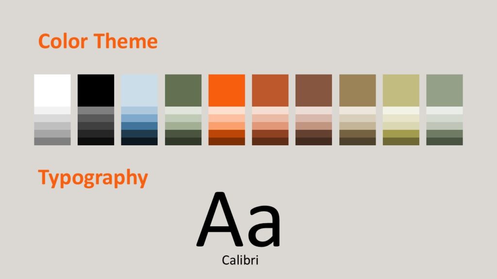 Partnership Path Color Palette PowerPoint Google Slides Partnership Path color palette and typography slide for PowerPoint and Google Slides template showing theme colors and Calibri font style.