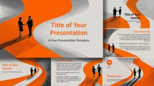 Partnership Path presentation template for PowerPoint and Google Slides featuring modern orange curved layouts and professional business slides.