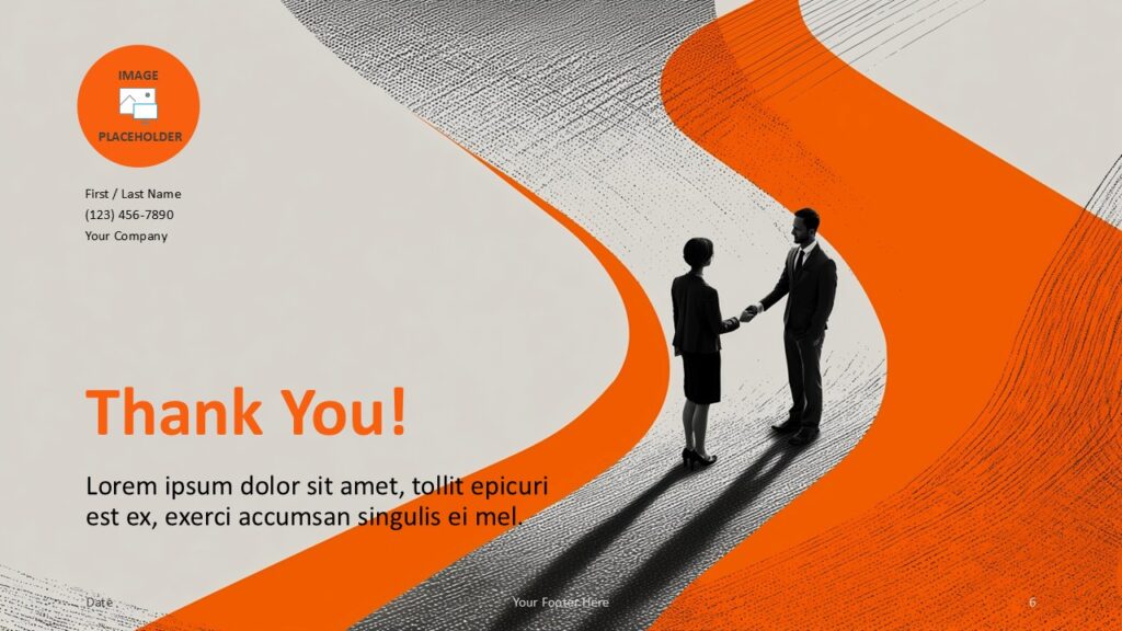 Partnership Path Thank You Slide PowerPoint Google Slides Partnership Path thank you slide template for PowerPoint and Google Slides with modern orange path graphics and professional closing layout.
