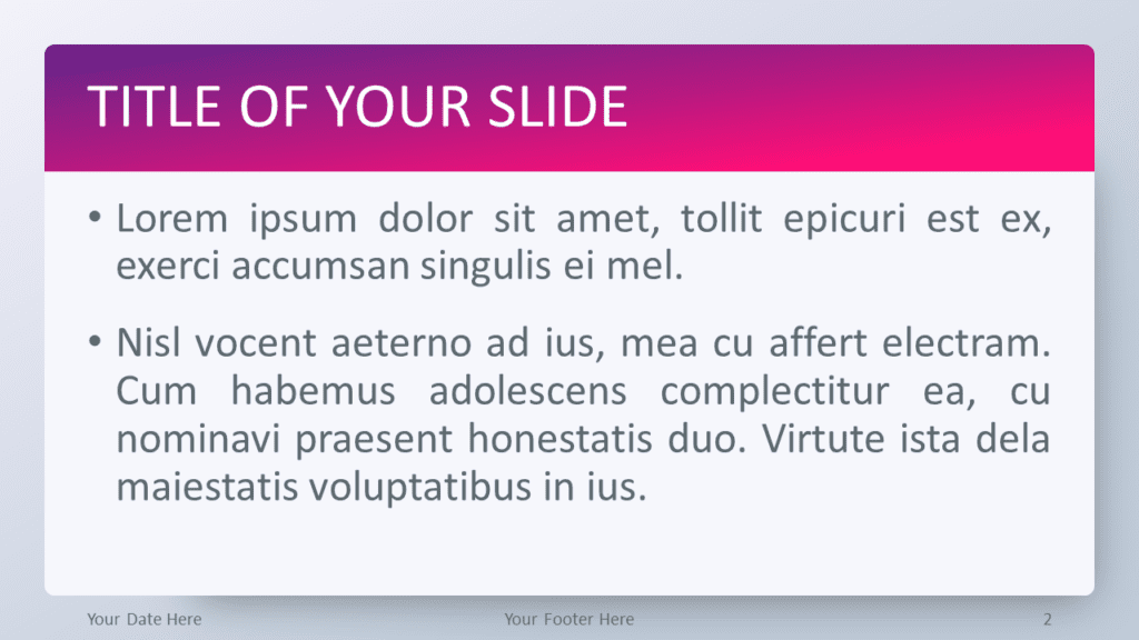 Pink Gradient Title and Content Slide PowerPoint Pink gradient PowerPoint template title and content slide with bullet points, clean typography and modern presentation layout.