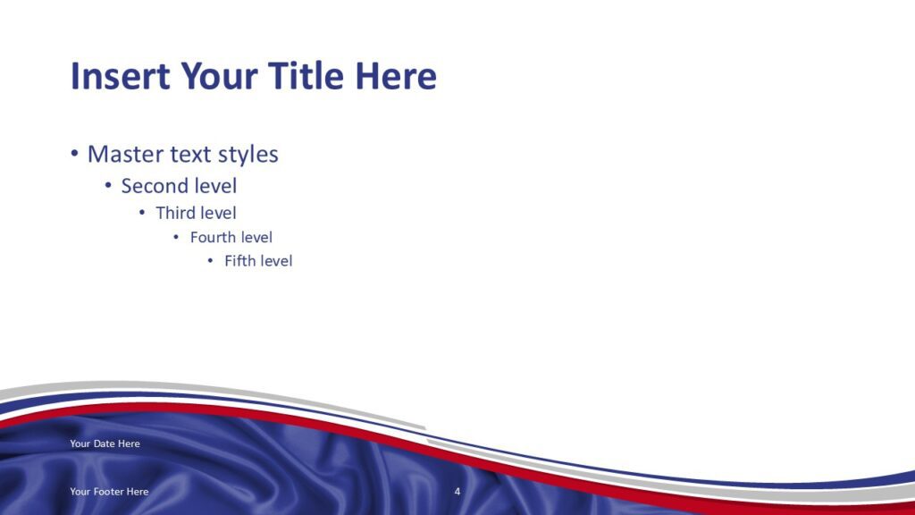 Russia Flag Blue Wave Slide Template for PowerPoint PowerPoint slide template featuring Russian flag colors with blue wave design for clean and professional presentations.