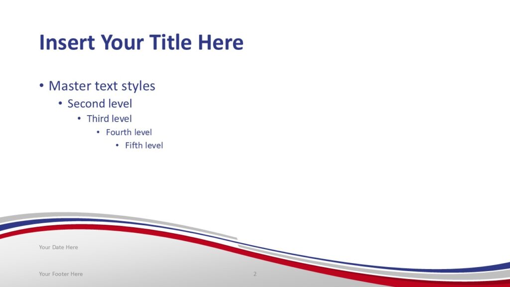 Russia Flag Presentation Slide Template for PowerPoint Russia themed presentation slide template with white blue red wave design inspired by the Russian flag for PowerPoint slides.