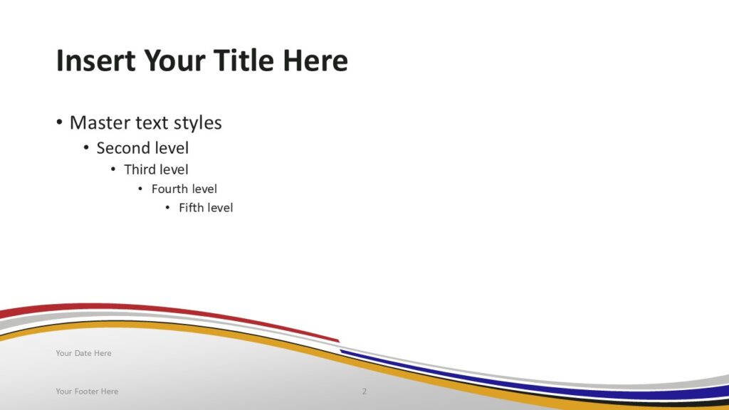 South Africa Flag PowerPoint Template Title Content Slide South Africa flag PowerPoint template title and content slide with curved ribbon wave design inspired by South African flag colors.