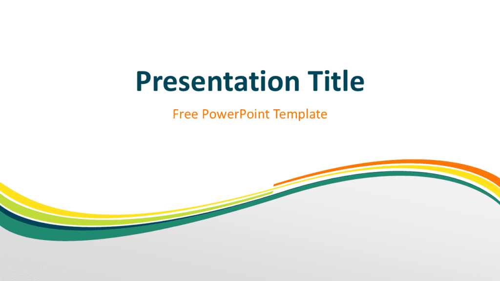 Spring wave PowerPoint template with green and orange curved stripes forming a clean abstract presentation background.