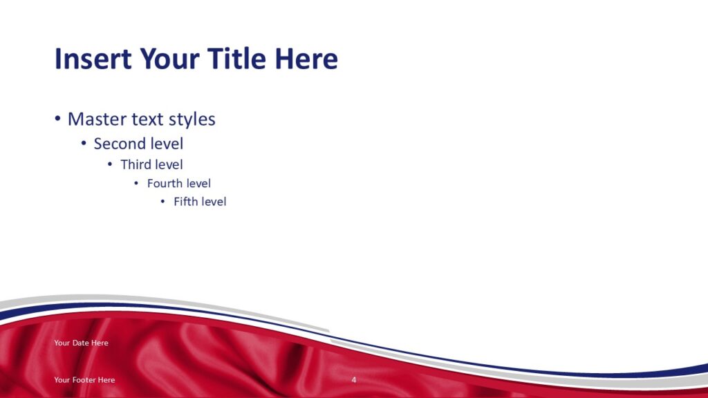 PowerPoint slide template inspired by the Thailand flag with red white and blue wave design for presentation layouts.