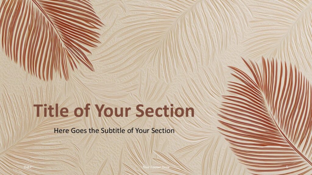 Tropical Serenity Divider Layout PowerPoint Google Slides Tropical Serenity alternative section divider for PowerPoint and Google Slides with elegant composition and natural leaf styling