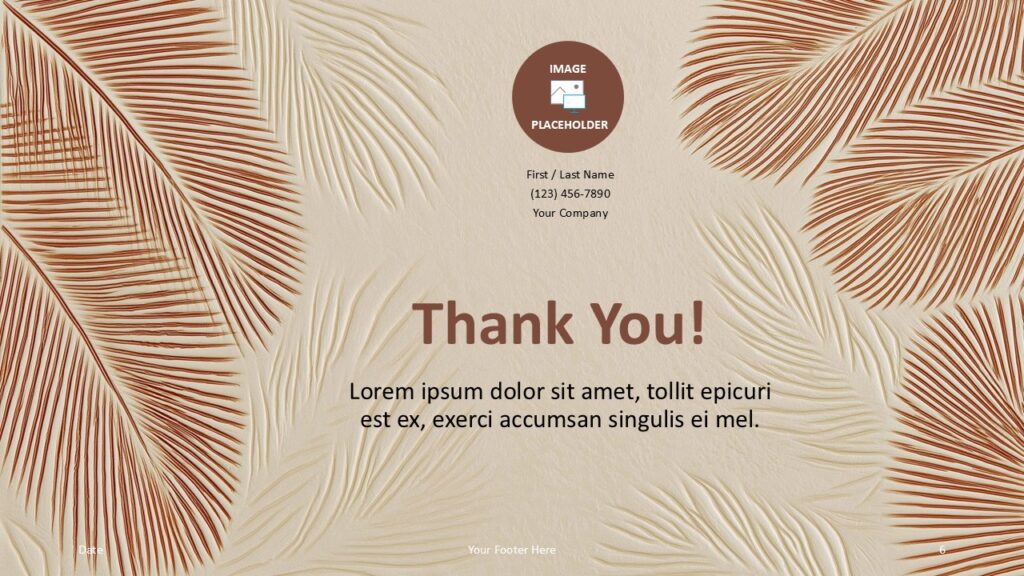 Tropical Serenity Thank You PowerPoint Google Slides Tropical Serenity thank you slide for PowerPoint and Google Slides with clean layout contact details and circular image placeholder
