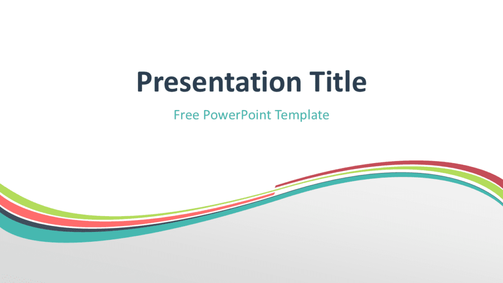 Abstract verdigris wave PowerPoint template with colorful curved stripes forming a clean modern presentation background design.