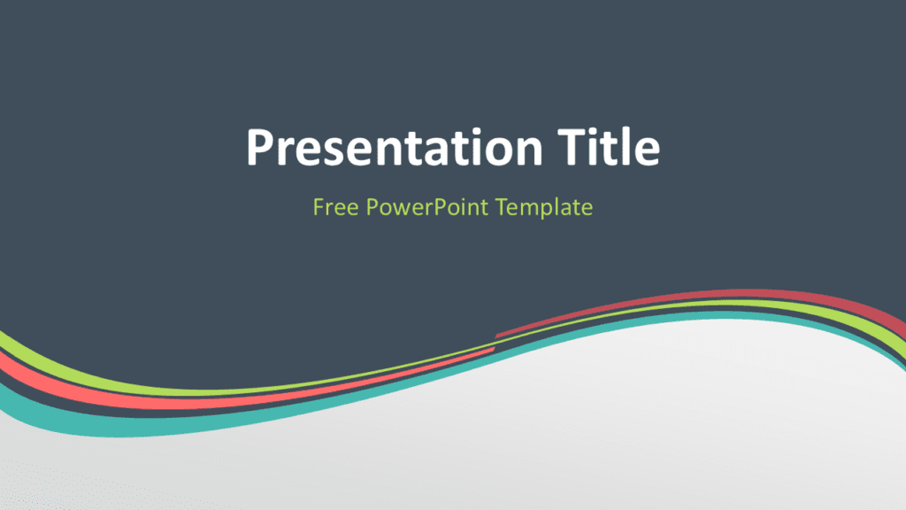 Verdigris Wave PowerPoint Template for PowerPoint and Google Slides Verdigris wave PowerPoint template with colorful curved stripes on dark background for a modern presentation design.