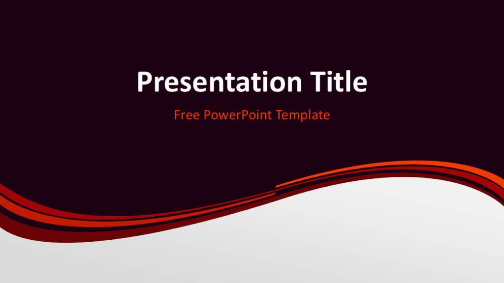 Vermilion Wave PowerPoint Template for PowerPoint and Google Slides Vermilion wave PowerPoint template with layered orange curved stripes on dark background for a modern presentation design.
