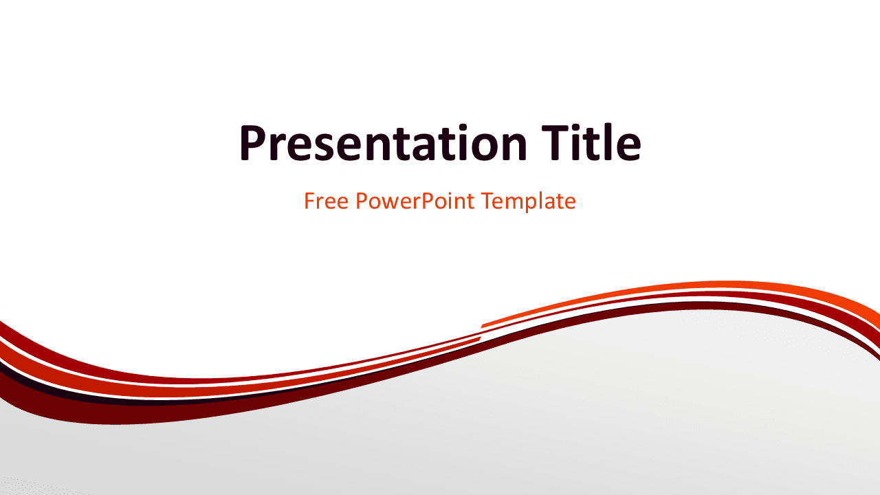 Abstract vermilion wave PowerPoint template with layered orange curved stripes forming a clean modern presentation background.