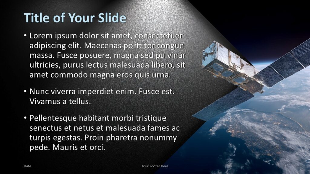 Aerospace Horizon PowerPoint content slide for Google Slides with image panel, editable text blocks, and sleek layout.