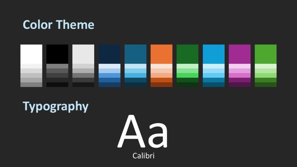 Aerospace Horizon PowerPoint fonts and colors slide for Google Slides showing typography, palette, and theme accents.
