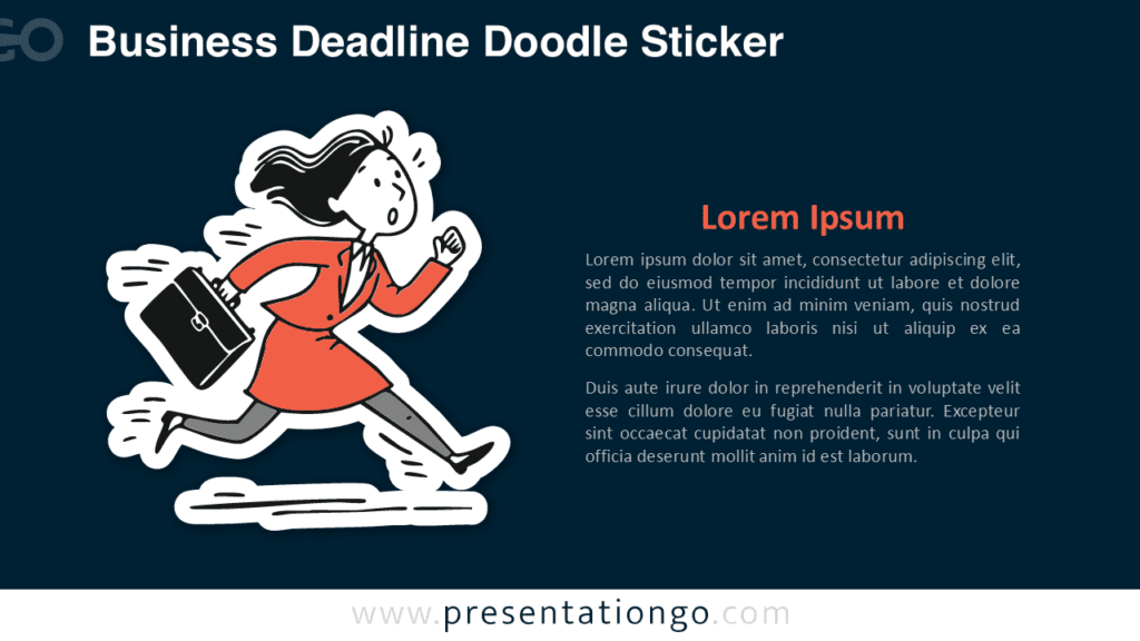 Business Deadline Doodle Sticker for PowerPoint and Google Slides with a dynamic runner for urgent work messages.