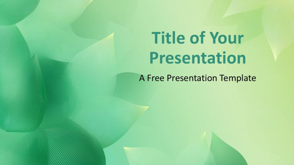 Foliage Lines Cover Slide PowerPoint Google Slides Foliage Lines cover slide for PowerPoint and Google Slides with soft green gradient background and elegant abstract leaf line patterns.
