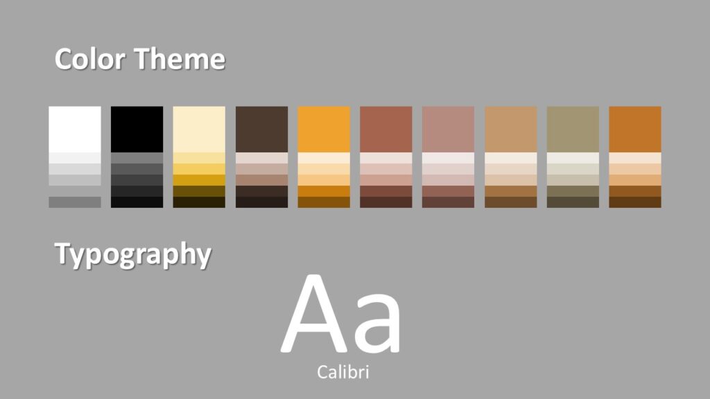 Golden Bloom Colors Fonts PowerPoint Google Slides Golden Bloom PowerPoint and Google Slides template showing color palette and typography with neutral tones and modern font selection for presentations.