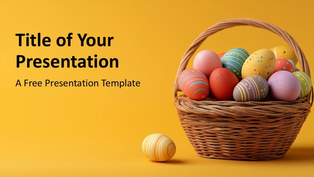 Golden Easter Eggs Cover Slide PowerPoint Google Slides Golden Easter Eggs cover slide for PowerPoint and Google Slides featuring decorated eggs, bold title layout, and warm festive design.