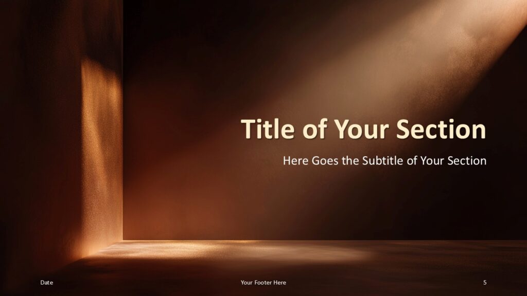 Light Path Alternate Section PowerPoint Google Slides Light Path Illumination alternate section slide for PowerPoint and Google Slides with balanced composition, soft shadows, and elegant typography.