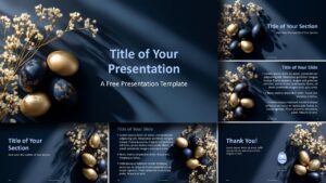 Midnight Easter luxury template for PowerPoint and Google Slides with elegant navy and gold slides, floral elements, and cohesive layouts