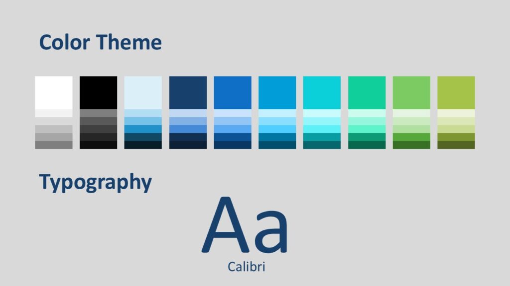 Neon Vault Colors and Fonts PowerPoint Google Slides Neon Vault color palette and typography slide for PowerPoint and Google Slides showing blue, cyan, and green tones with clean font style