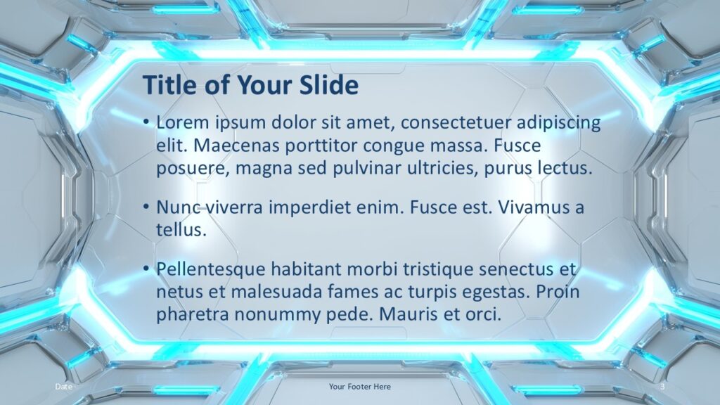 Neon Vault Content Layout PowerPoint Google Slides Neon Vault alternative content slide for PowerPoint and Google Slides featuring hexagonal background texture and futuristic neon styling