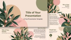Olive Grove presentation template for PowerPoint and Google Slides with botanical design, soft colors, and elegant layouts.